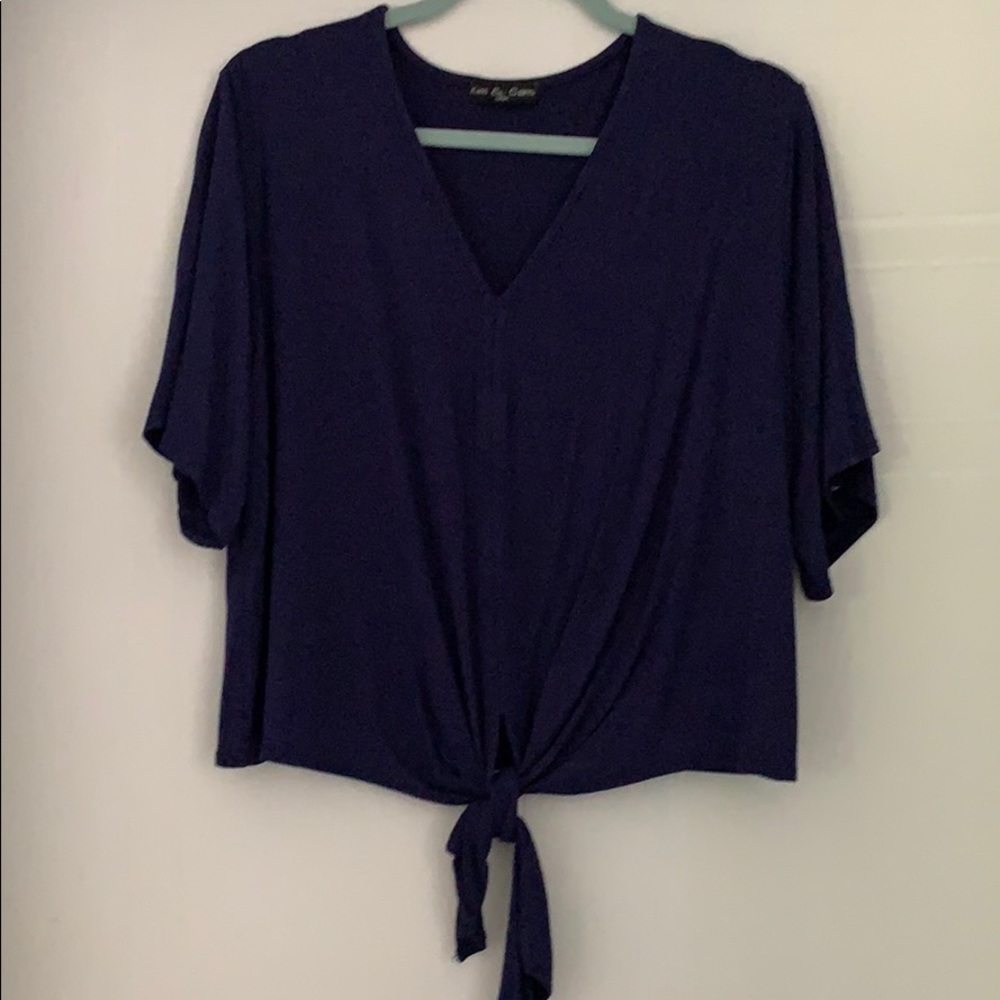 Navy blue short sleeve blouse
